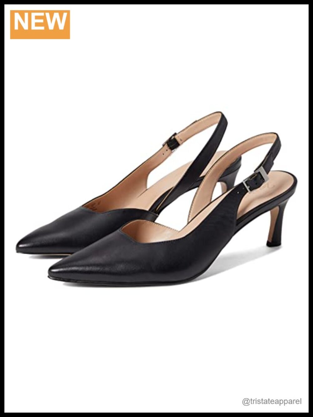 Leather Kitten Heel Slingback Pump Closed Toe Comfort Dance Shoe
